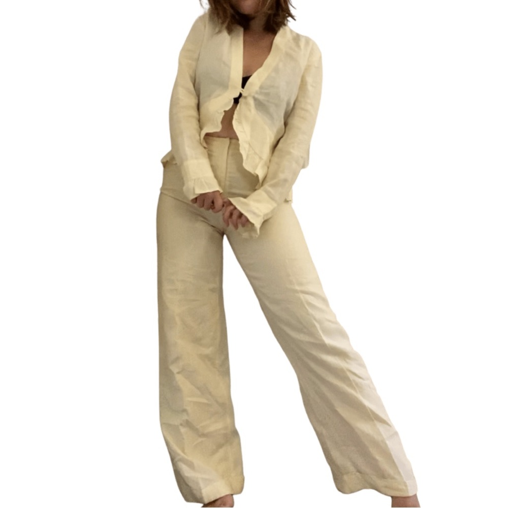 100% Linen coastal Grandma two piece outfit set